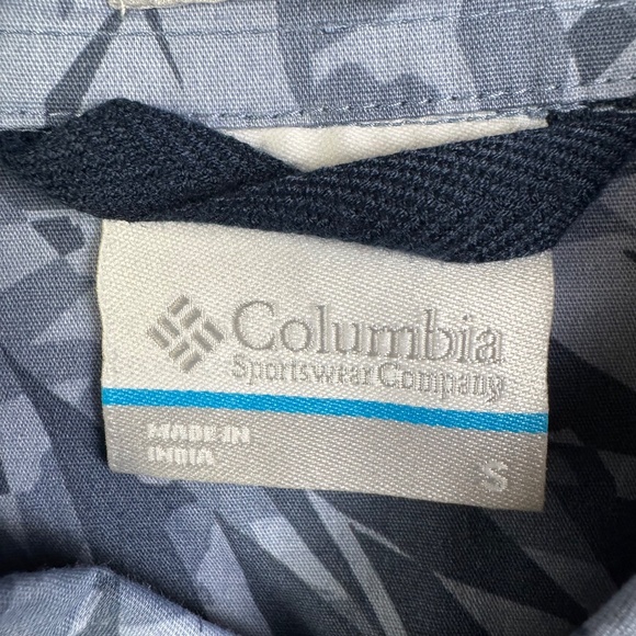 Columbia Rapid Rivers Short Sleeve Shirt Bluestone Dye Palms Men's Size Small - Picture 3 of 5